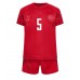 Camiseta Dinamarca Joakim Maehle #5 Primera Equipación para niños Mundial 2022 manga corta (+ pantalones cortos)